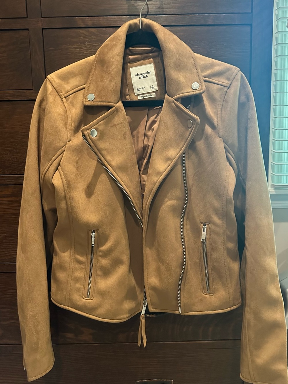 Abercrombie & Fitch Women's Camel Suede-Style Moto Jacket